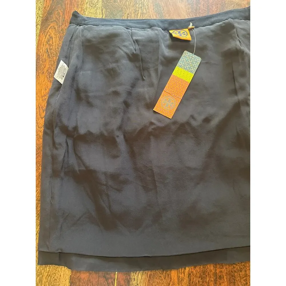 Tory Burch NWT Vanessa Fringe Skirt | Size 8 | Navy | 100% Silk